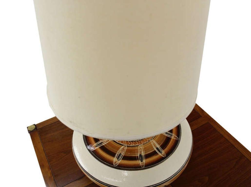 EstablishedLines Large 53" Tall Round Porcelain Pottery Base Mid-Century Modern Table Lamp MINT!