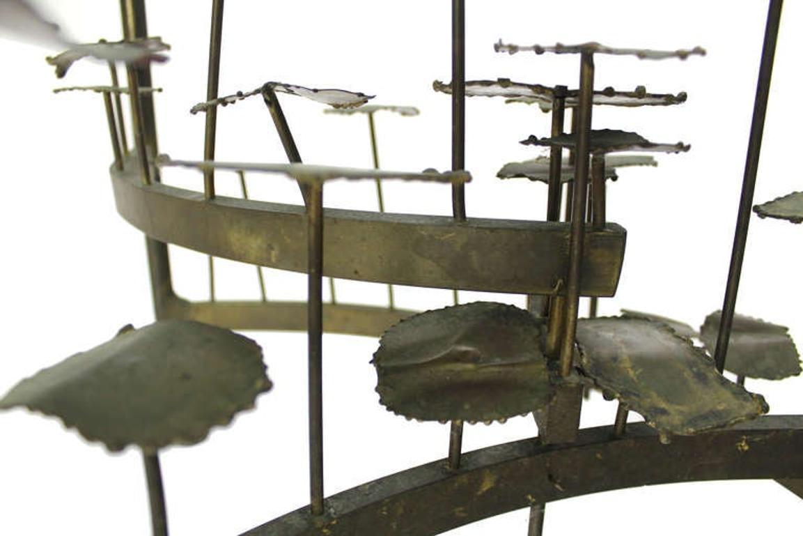 EstablishedLines Silas Seandel Mid Century Modern Brass Base Glass Top Brutalist Coffee Table