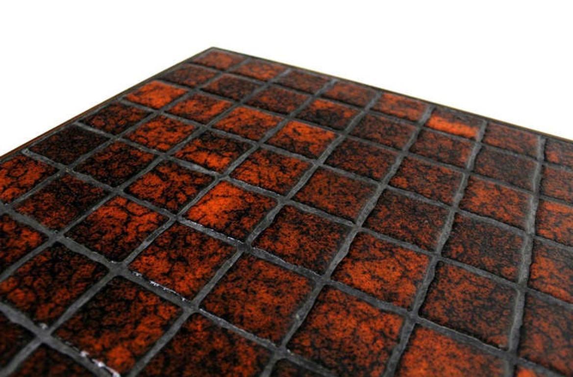 EstablishedLines Danish Modern Chrome Base Tile Mosaic Rosewood Top Square Coffee Side Table MINT