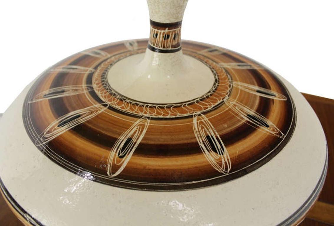 EstablishedLines Large 53" Tall Round Porcelain Pottery Base Mid-Century Modern Table Lamp MINT!