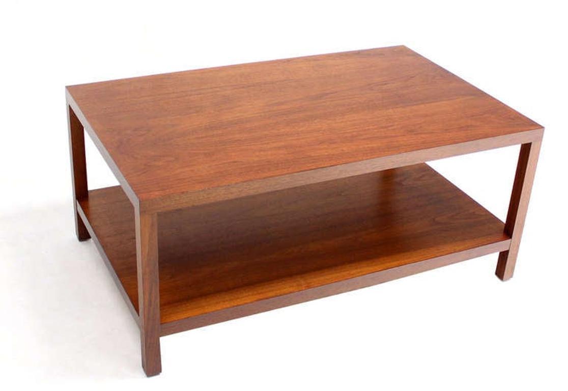 EstablishedLines Mid Century Modern Parson Style Large Rectangle Coffee Table w Bottom Shelf MINT