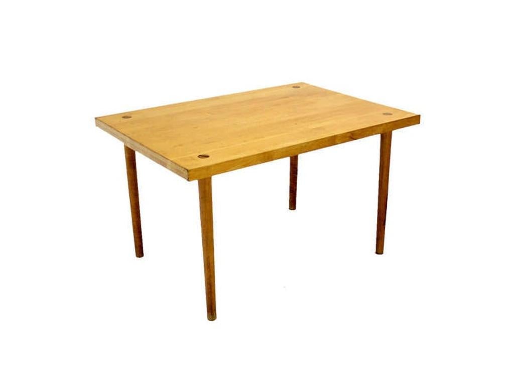 Solid Maple 2" Thick Butcher Block Top Tapered Dowel Legs Writing Dining Table