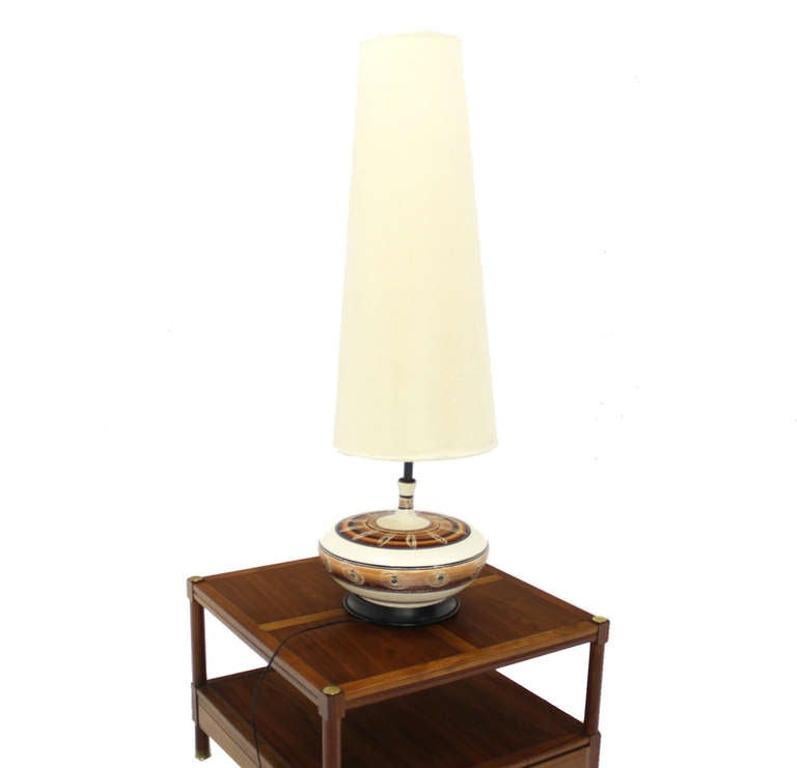 EstablishedLines Large 53" Tall Round Porcelain Pottery Base Mid-Century Modern Table Lamp MINT!