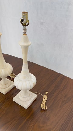 EstablishedLines Pair of Fine Elegant Alabaster Marble Onion Shape Bases Table Lamps Clean!
