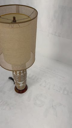 EstablishedLines Fratelli Fanciullacci  Ramor Pottery Table Lamp Original Shade Walnut Base MINT