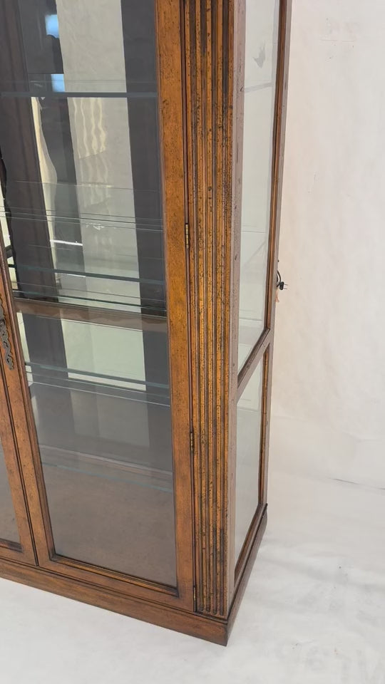 EstablishedLines Henredon Sunrise Dome Shape 2 Glass Door Lighted Shelves Curio Display Cabinet