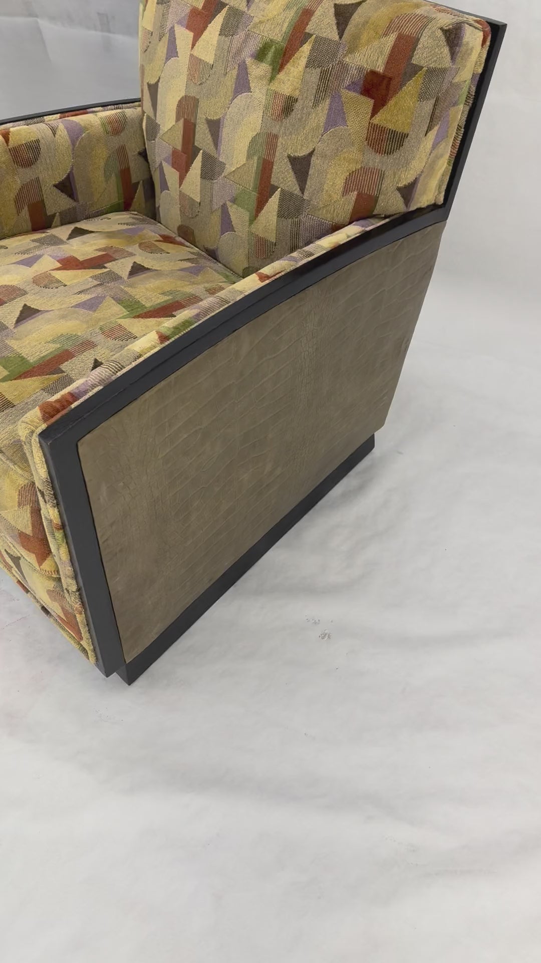 EstablishedLines Pair of Fine Ebonized Oak French Art Deco Lounge Chairs by Dominique Redone MINT