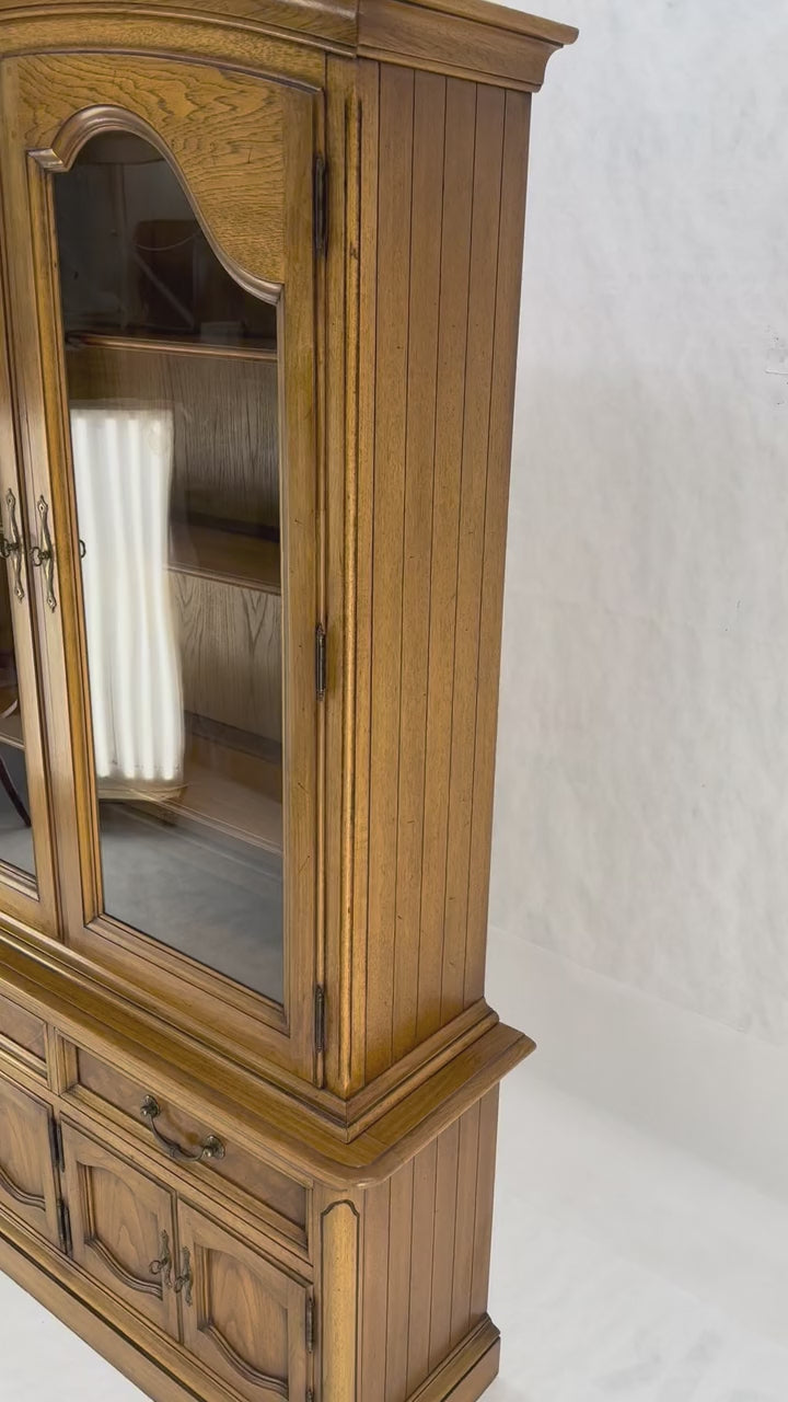 EstablishedLines Blond Wood Dome Shape Top Two Doors 54" Cupboard Breakfront Cabinet Shelf MINT