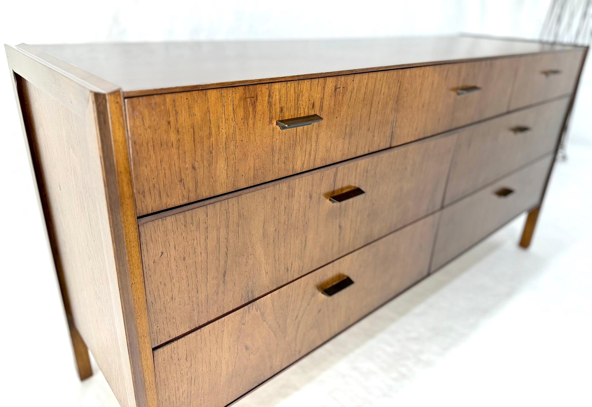 EstablishedLines Mid Century Modern Wormy Chestnut 7 Drawers Compact Dresser Credenza MINT