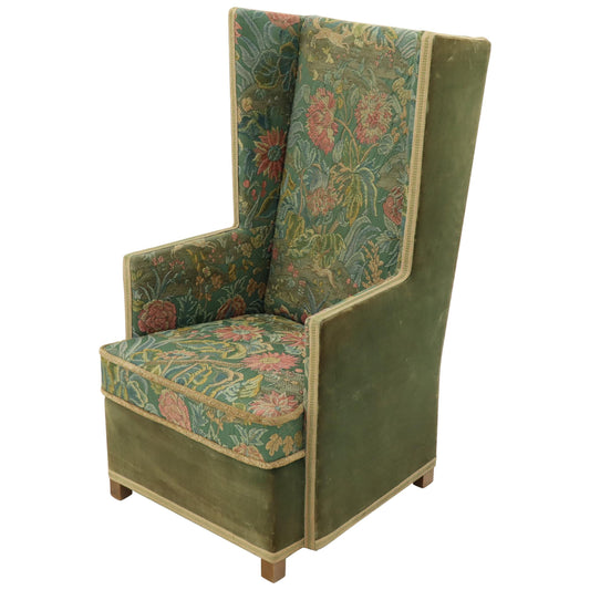 Early Danish Art Deco Aage Hansen Tall Back Armchair Beginning of Modernism