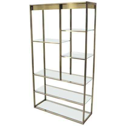 EstablishedLines Brass and Glass Lighted Étagère Vitrine