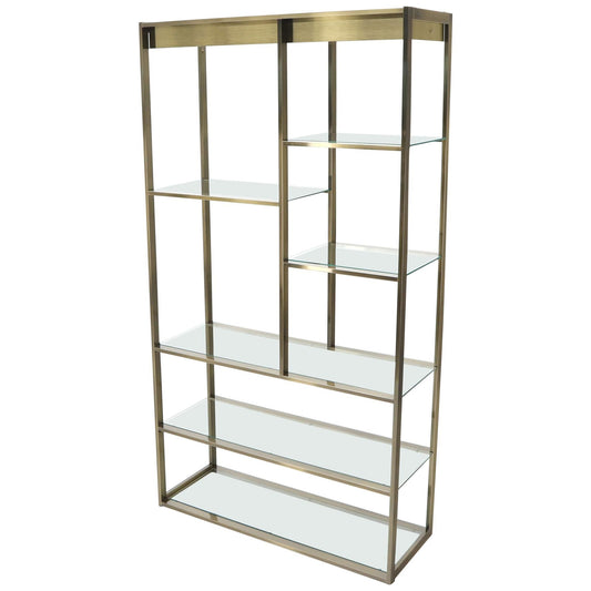 EstablishedLines Brass and Glass Lighted Étagère Vitrine