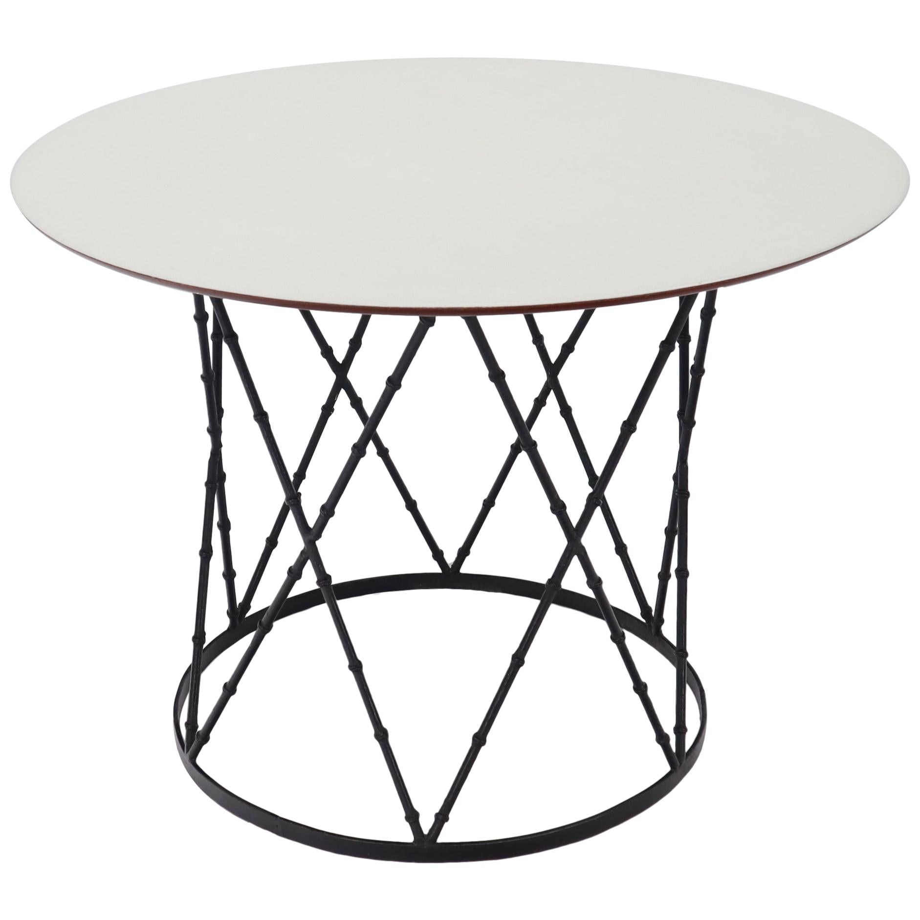 EstablishedLines Enameled Top Faux Bamboo Base Mid-Century Modern Dining Dinette Table