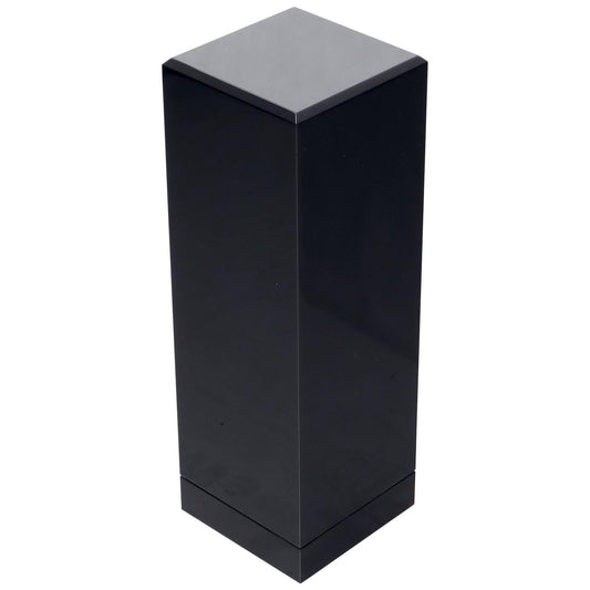 EstablishedLines Square Black Onyx Lacquer Beveled Edge Tall Pedestal Stand