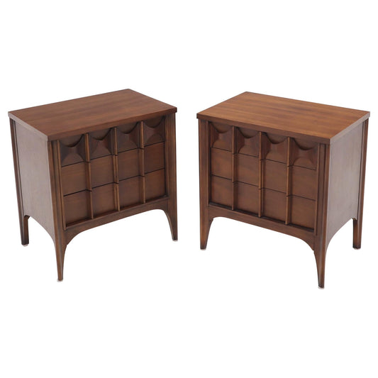 EstablishedLines Pair of 3 Drawers Rosewood and Walnut End Side Table