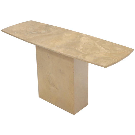 EstablishedLines Mid-Century Modern Marble or Travertine Single Pedestal Console