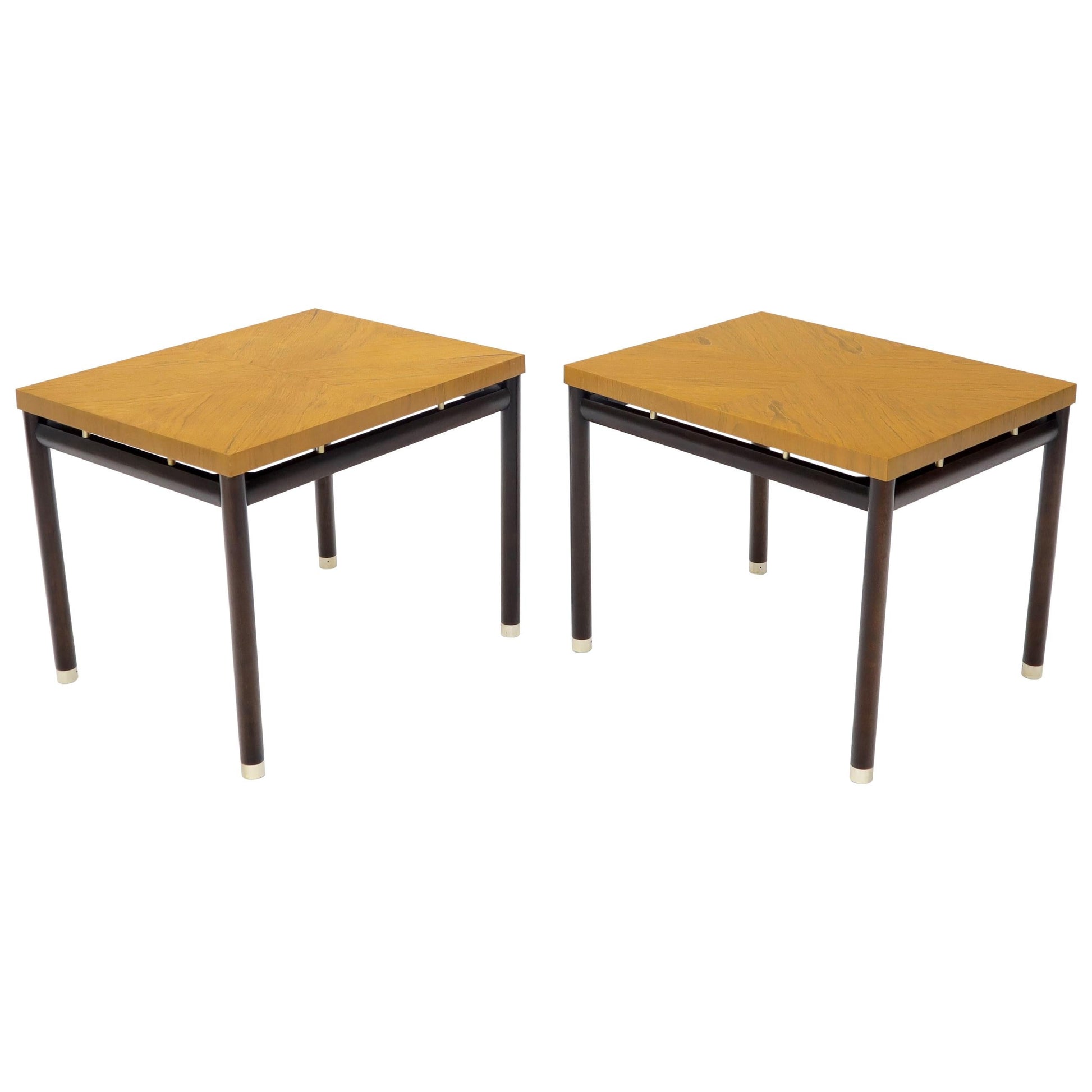 EstablishedLines Pair of John Stuart Ebonized Bases Floating Tops End Side Tables