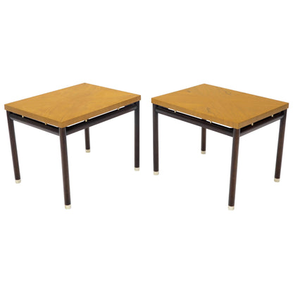 EstablishedLines Pair of John Stuart Ebonized Bases Floating Tops End Side Tables