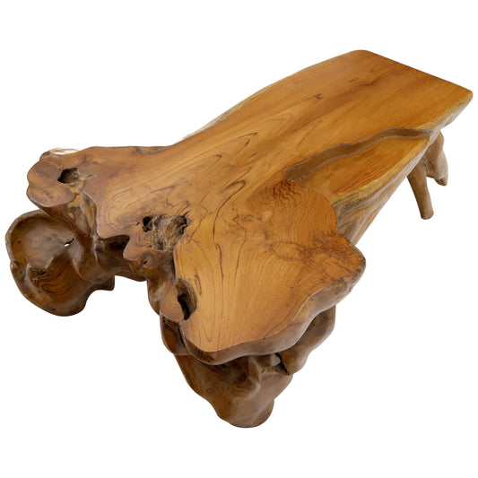 EstablishedLines Large Oversize Solid Teak Live Edge Coffee Table