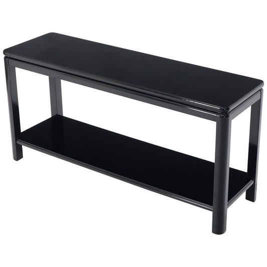 EstablishedLines Black Lacquer Rectangular Two-Tier Console Sofa Table