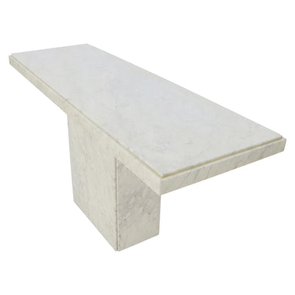 EstablishedLines Rectangle White Marble Top Pedestal Base Console Sofa Table