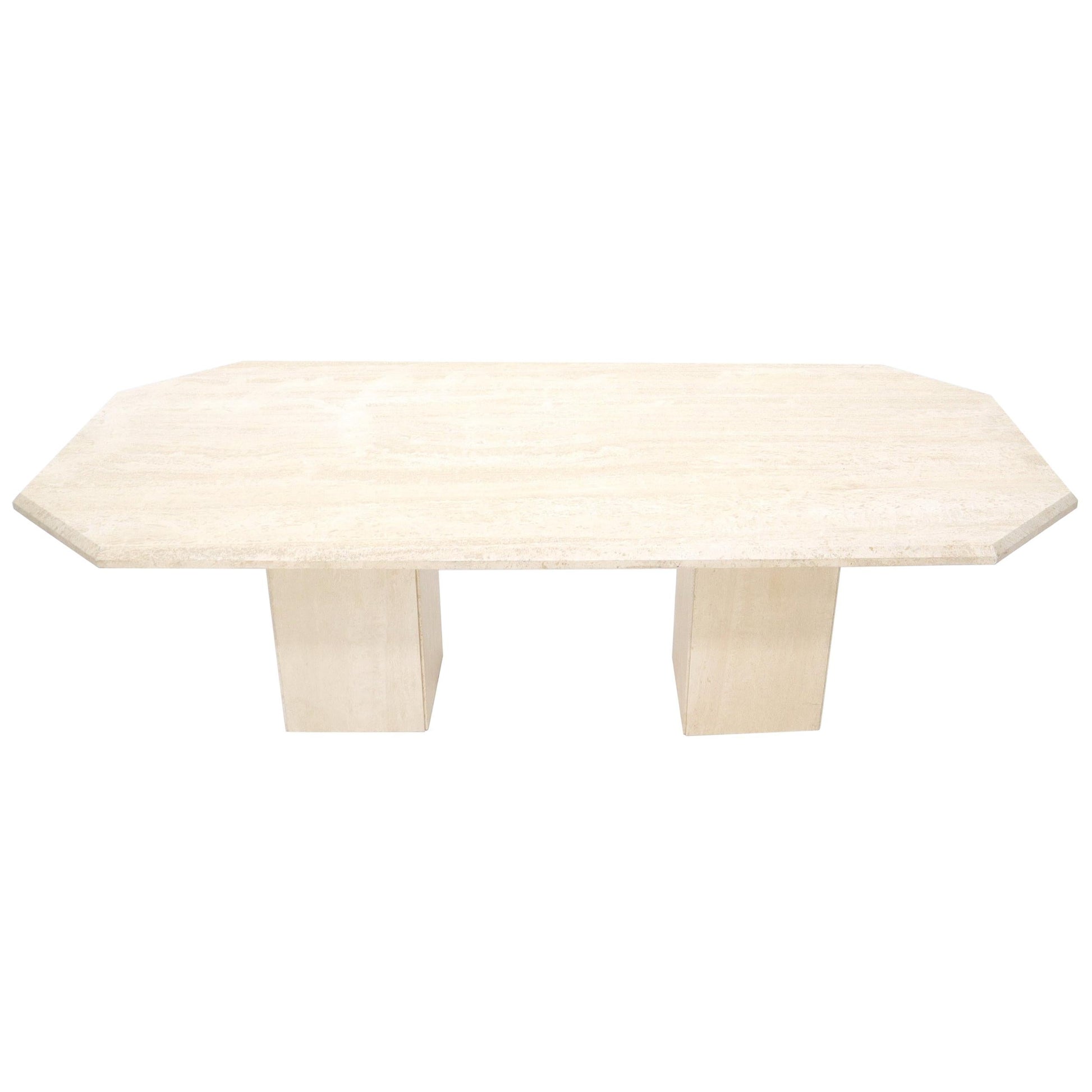EstablishedLines Large Rectangular Double Pedestal Travertine Dining or Conference Table