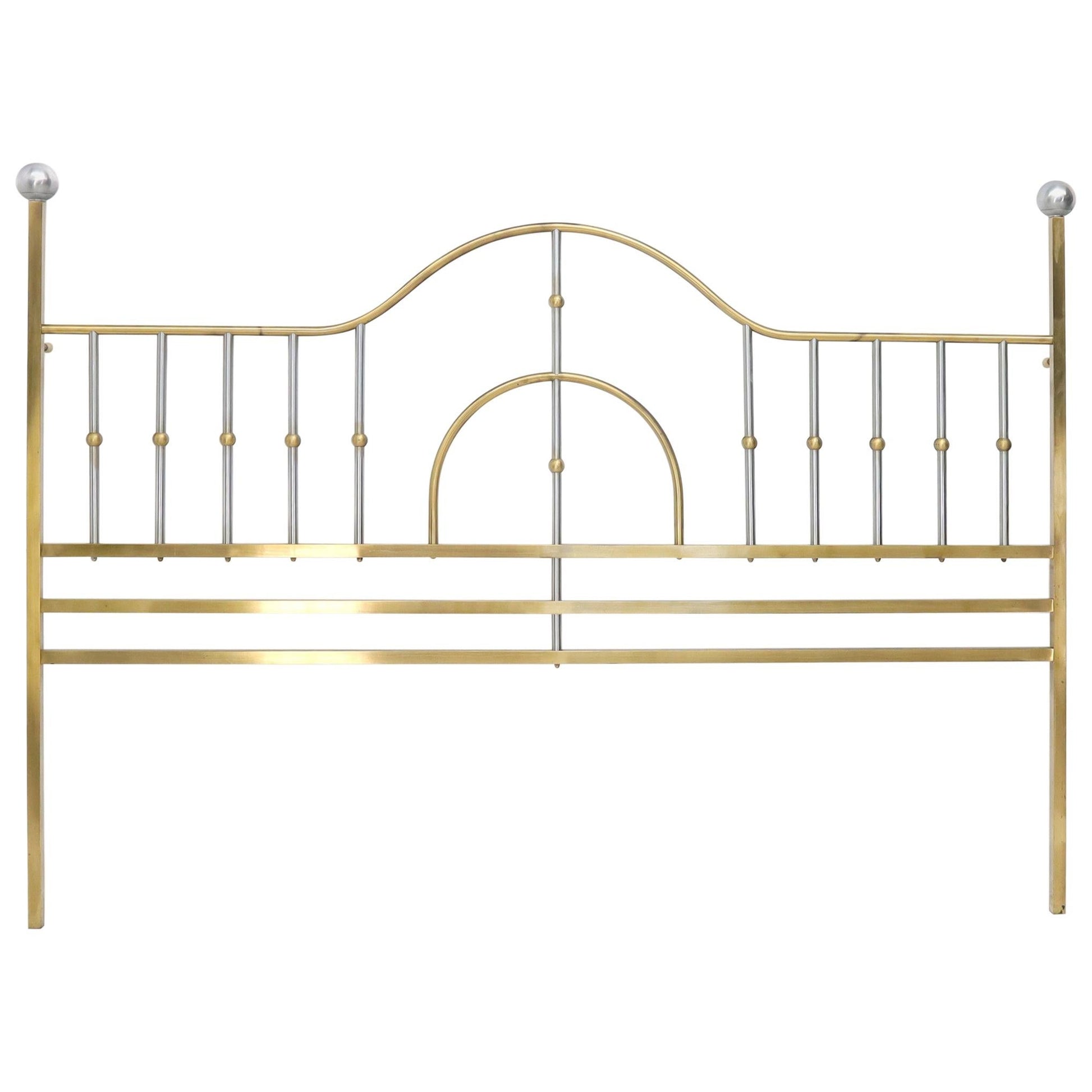 EstablishedLines Mid-Century Modern Brass and Chrome King Size Headboard