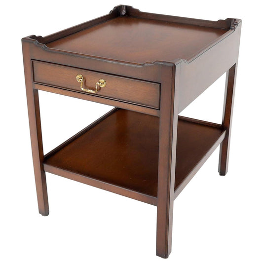 EstablishedLines Southampton Mahogany Gallery Top Brass Drop Pull One-Drawer End Table Stand