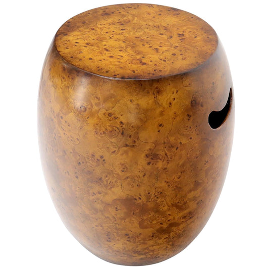 EstablishedLines Barrel Shape Burl Wood Veneer Stool