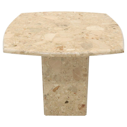EstablishedLines Travertine Rounded Square Side Occasional Coffee Table Stand