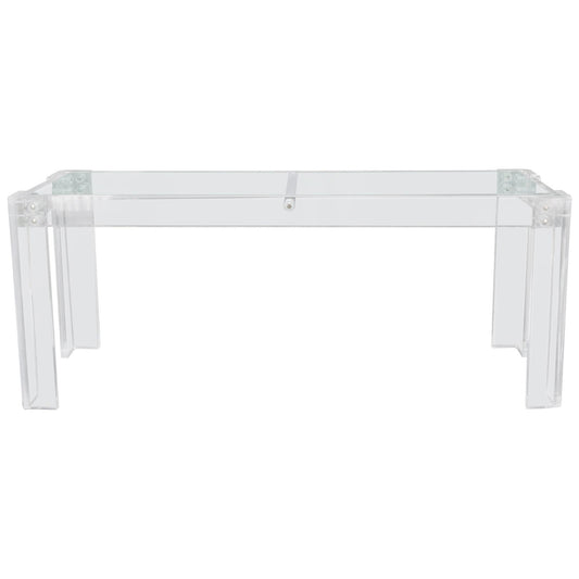 EstablishedLines Large Long Lucite Base Glass Top Console Sofa Table