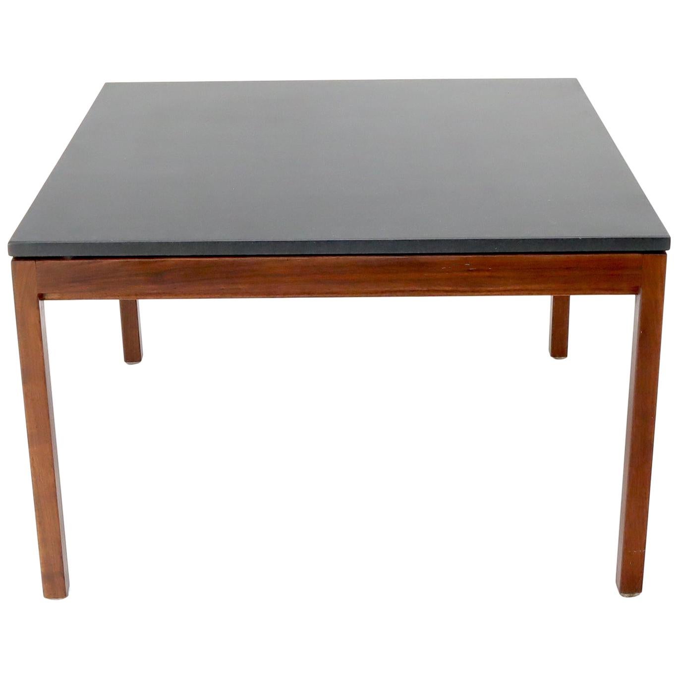 EstablishedLines Square Slate Top Walnut Base Coffee Table by Jens Risom
