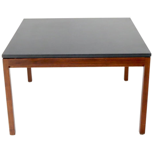 EstablishedLines Square Slate Top Walnut Base Coffee Table by Jens Risom