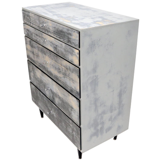 EstablishedLines Shabby Chic Finish 5 Drawers Paul McCobb Dresser with Cone Pulls