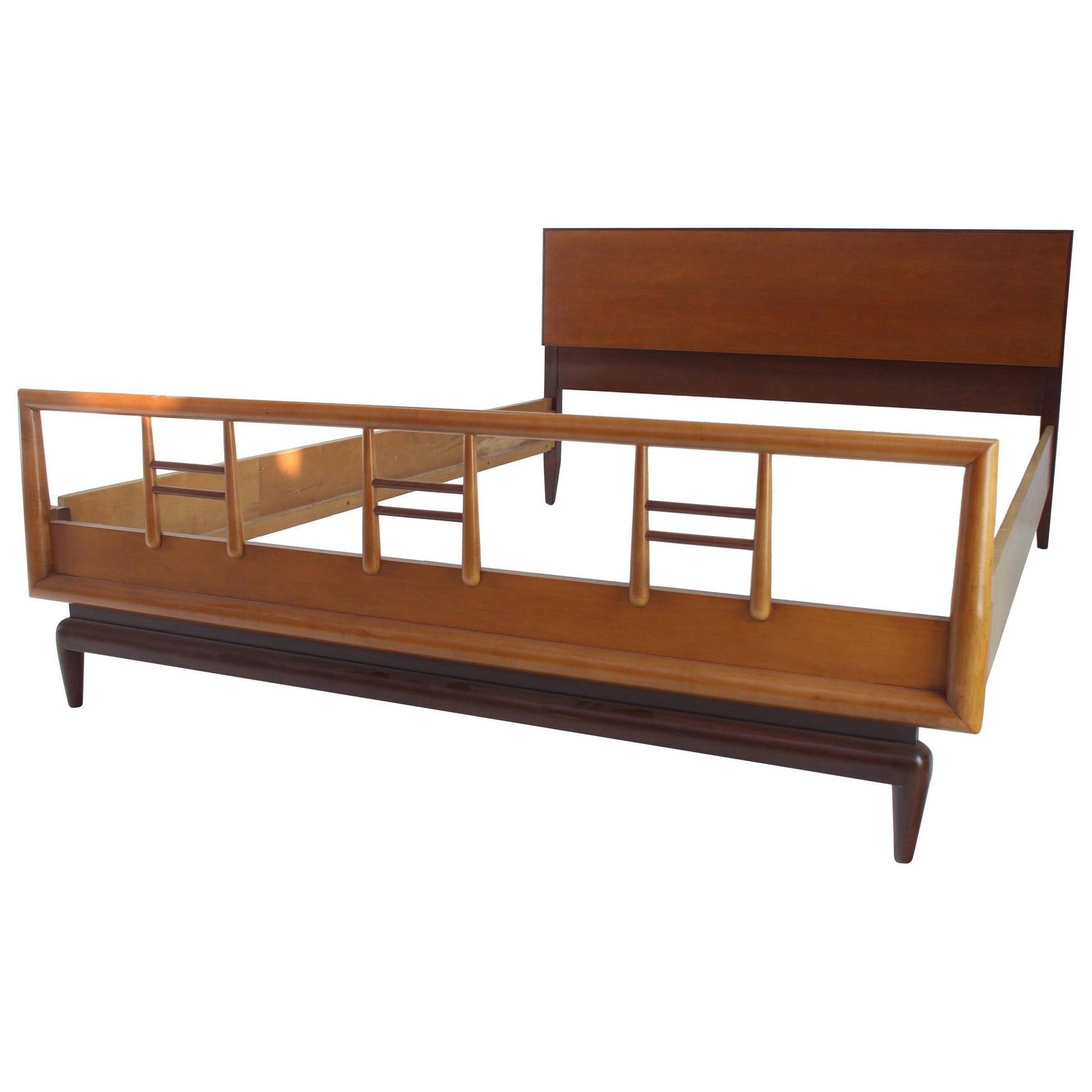 EstablishedLines Birch and Walnut Mid-Century Modern Full Size Bed Frame