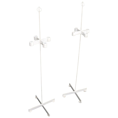 EstablishedLines Pair of Unusual Cast Iron Bases Tall Floor Candle Sticks