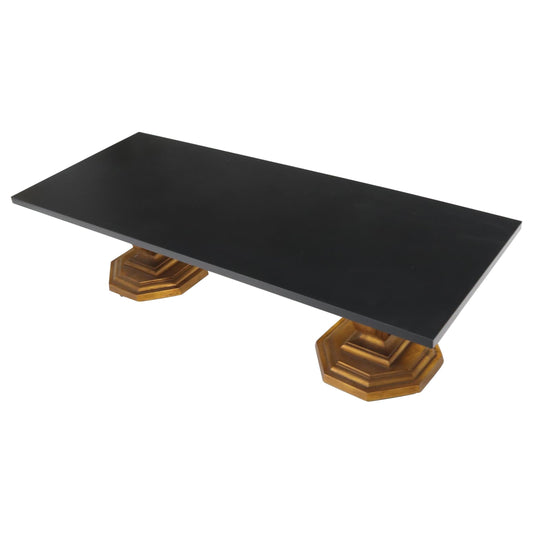 EstablishedLines Hollywood Regency Faux Gold Gilt Base Solid Slate Top Coffee Table