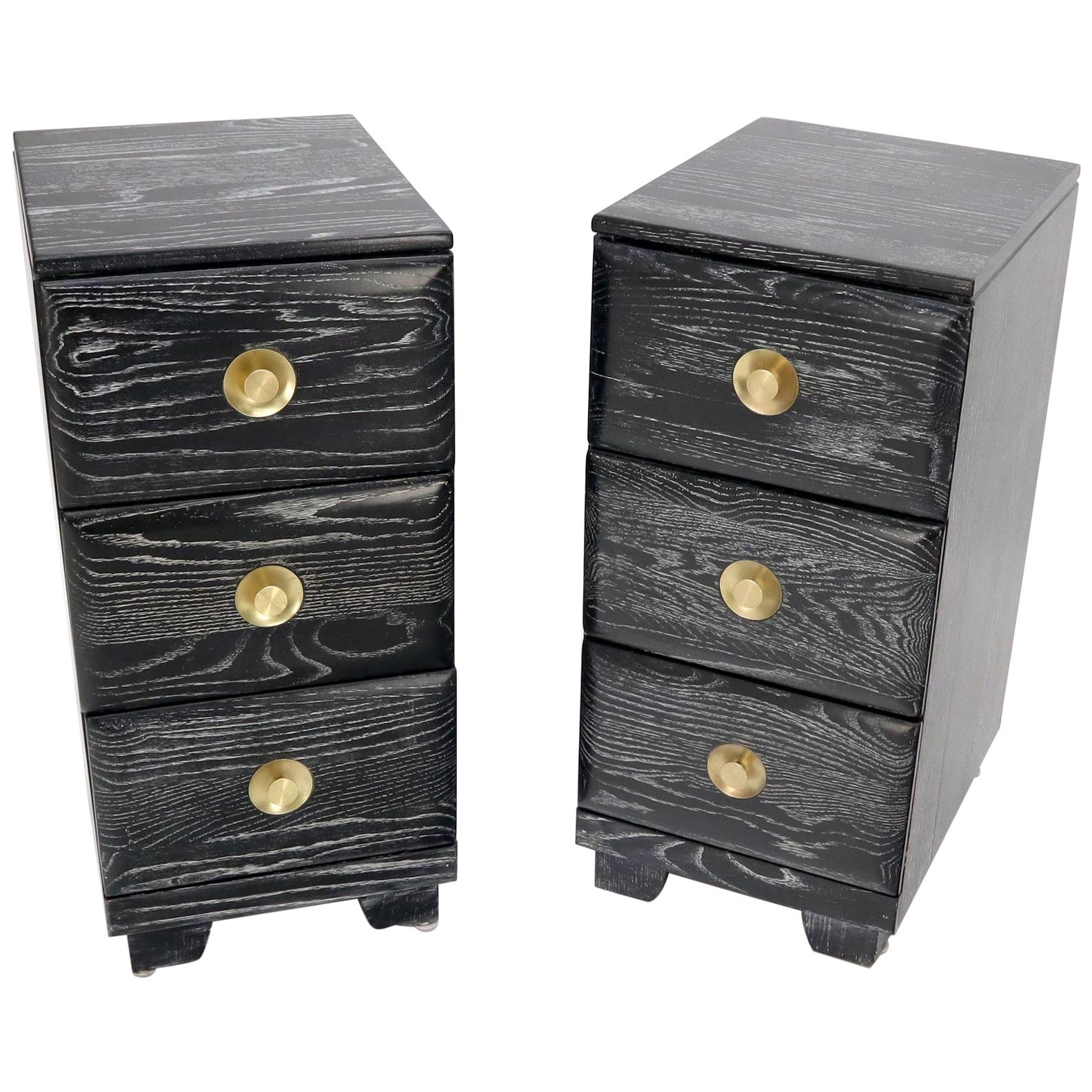 EstablishedLines Pair of Three-Drawer Ceruised Oak Nightstands End Tables