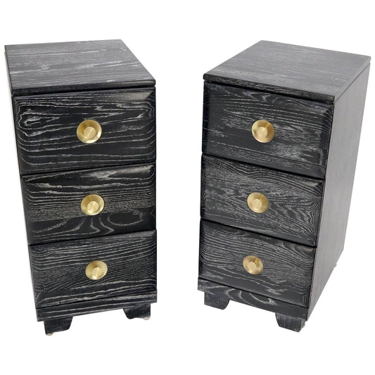 EstablishedLines Pair of Three-Drawer Ceruised Oak Nightstands End Tables