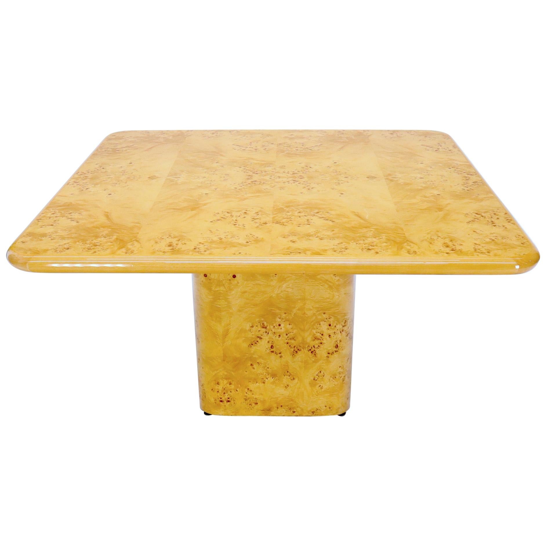 EstablishedLines Square Dining Conference Table Wrapped in Burl Wood by Habitat
