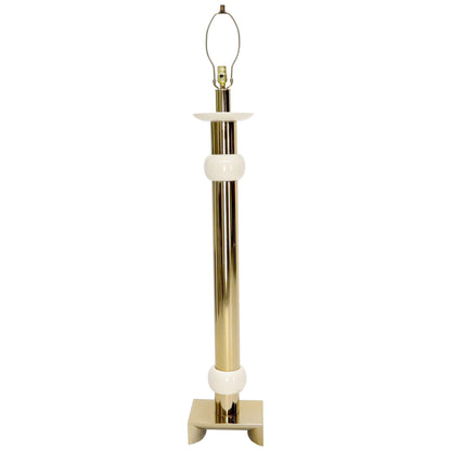 EstablishedLines Mid-Century Modern Brass Heavy Bracket Shape Base Floor Lamp