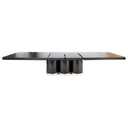 EstablishedLines Triple Cylinder Base Lacquered Cloth Wrapped Extra Long Dining Conference Table
