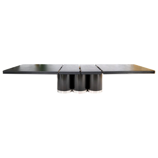 EstablishedLines Triple Cylinder Base Lacquered Cloth Wrapped Extra Long Dining Conference Table