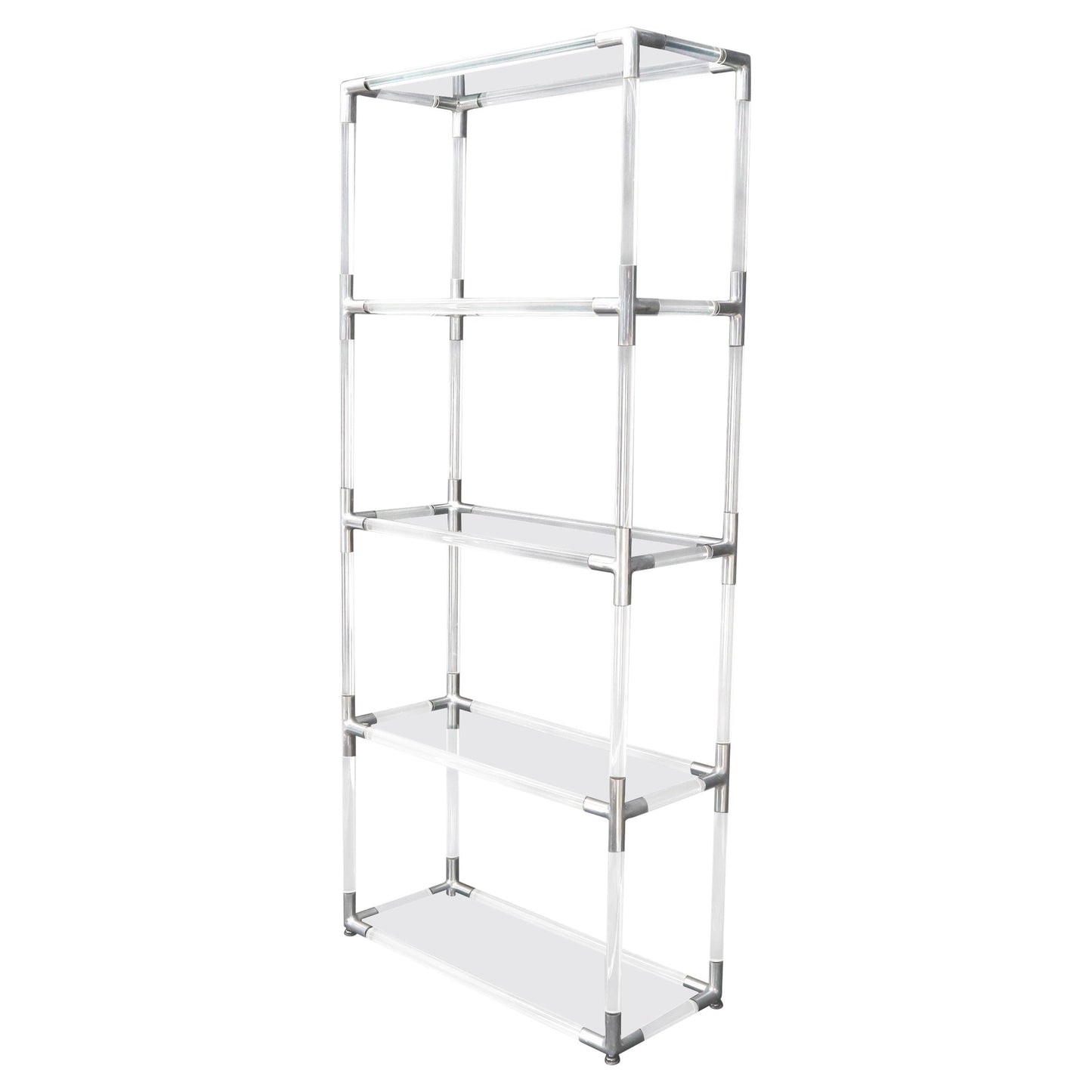 EstablishedLines 5-Tier Lucite and Glass Mid-Century Modern Étagère Shelf Wall Unit