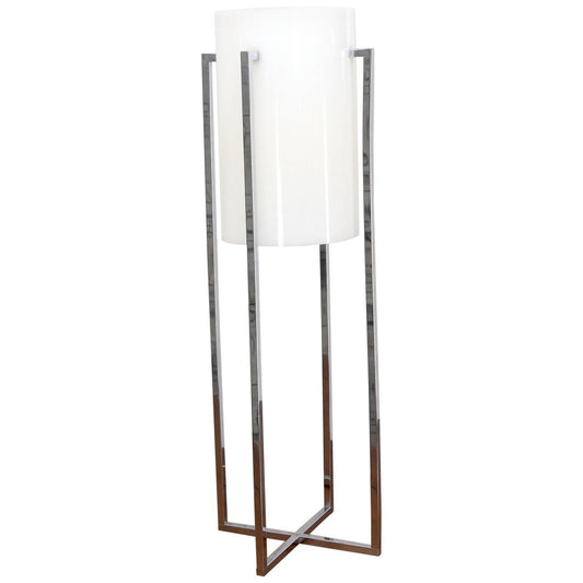 EstablishedLines Chrome Cross Shape Base with White Acrylic Shade Table Lamp