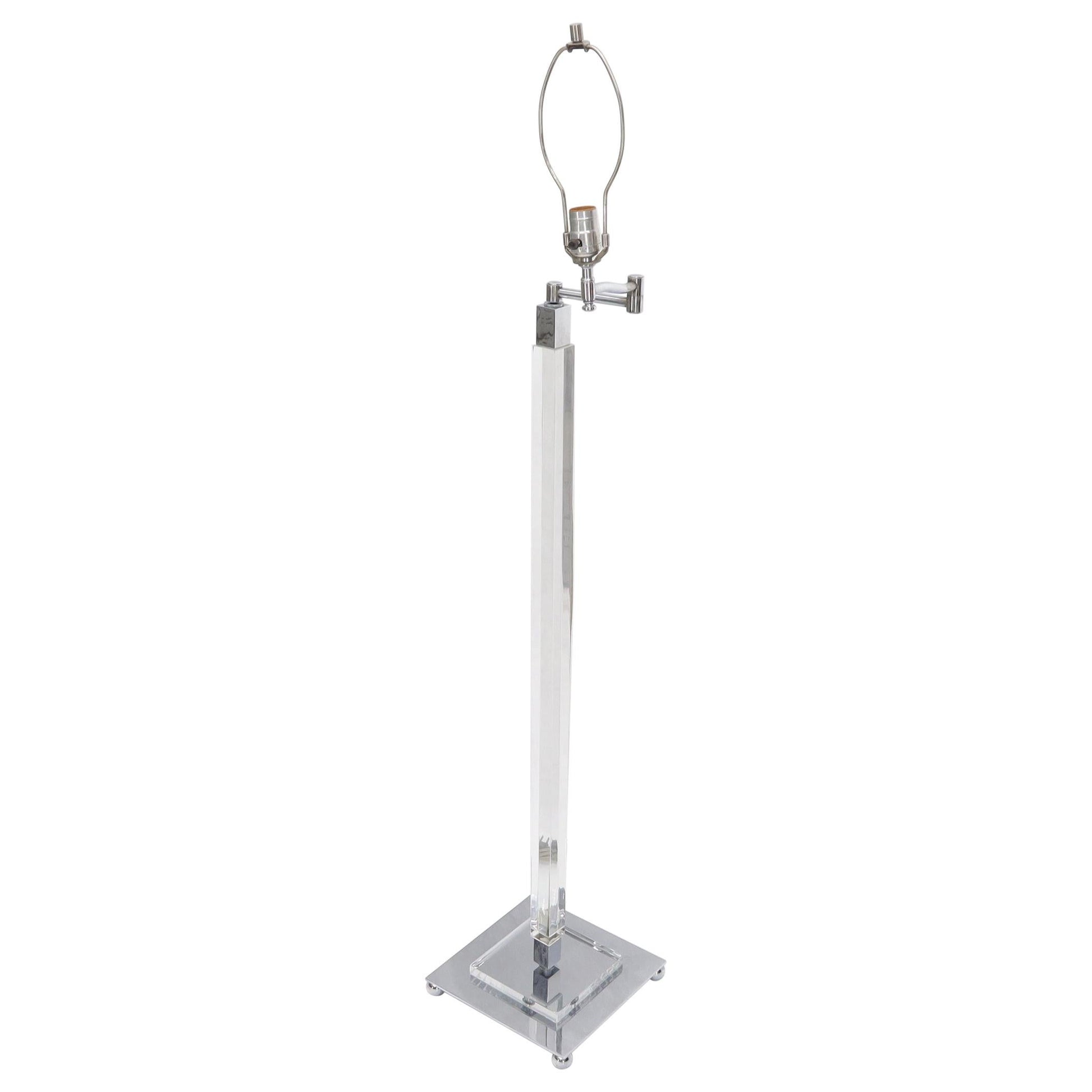 EstablishedLines Mid-Century Modern Lucite Base Adjustable Floor Lamp