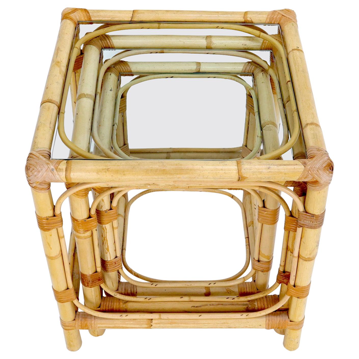 EstablishedLines Set of 3 Nesting Bamboo Side End Tables