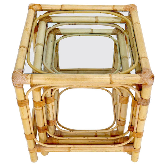 EstablishedLines Set of 3 Nesting Bamboo Side End Tables