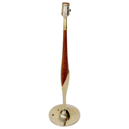 EstablishedLines Tulip Base Walnut and Chrome Mid-Century Modern Table Lamp