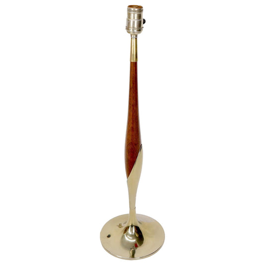 EstablishedLines Tulip Base Walnut and Chrome Mid-Century Modern Table Lamp
